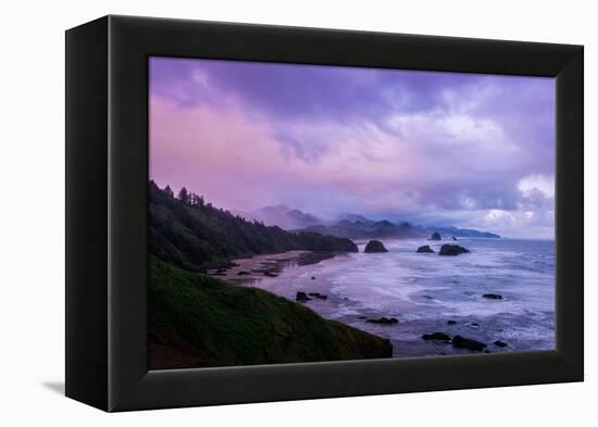 Blustery Morning Mood at Cannon Beach, Oregon Coast-null-Framed Premier Image Canvas