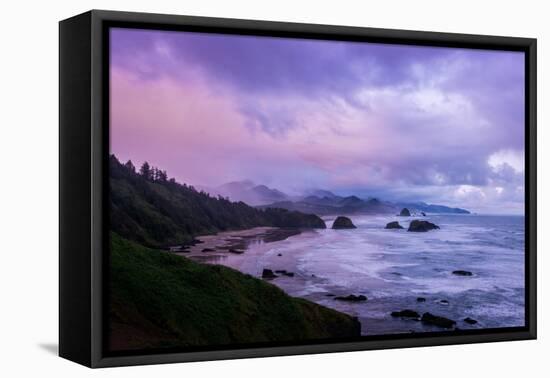 Blustery Morning Mood at Cannon Beach, Oregon Coast-null-Framed Premier Image Canvas