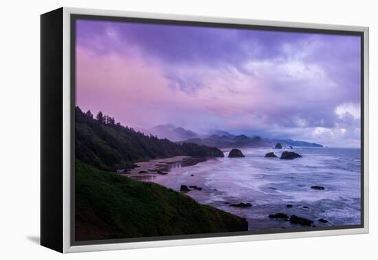 Blustery Morning Mood at Cannon Beach, Oregon Coast-null-Framed Premier Image Canvas