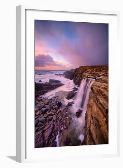 Blustery Phillips Gulch Waterfall at Sunset, Sonoma Coast, California-Vincent James-Framed Photographic Print