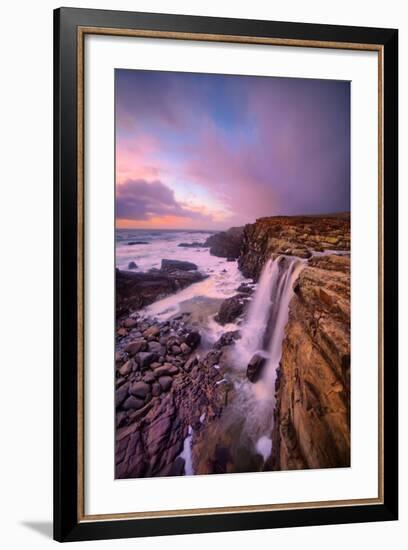 Blustery Phillips Gulch Waterfall at Sunset, Sonoma Coast, California-Vincent James-Framed Photographic Print