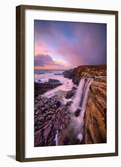 Blustery Phillips Gulch Waterfall at Sunset, Sonoma Coast, California-Vincent James-Framed Photographic Print