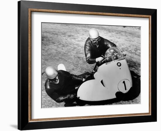 Bmw Motorbike and Sidecar Combination, 1958-null-Framed Photographic Print