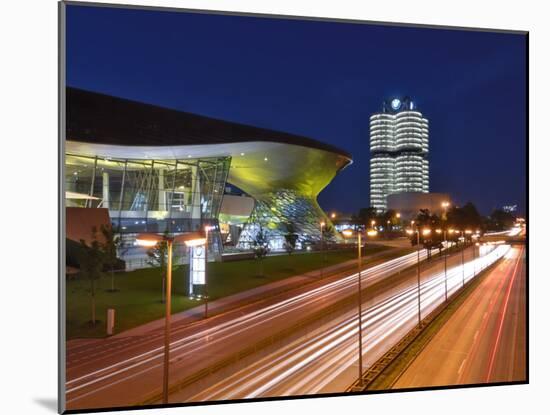 Bmw Welt and Headquarters Illuminated at Night, Munich, Bavaria, Germany, Europe-Gary Cook-Mounted Photographic Print