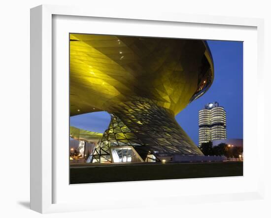 Bmw Welt and Headquarters Illuminated at Night, Munich, Bavaria, Germany, Europe-Gary Cook-Framed Photographic Print