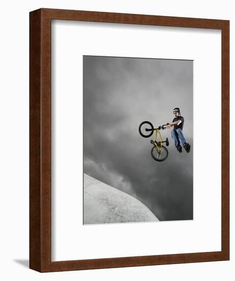 BMX Biker Performing Tricks-null-Framed Photographic Print