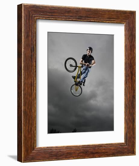 BMX Biker Performing Tricks-null-Framed Photographic Print