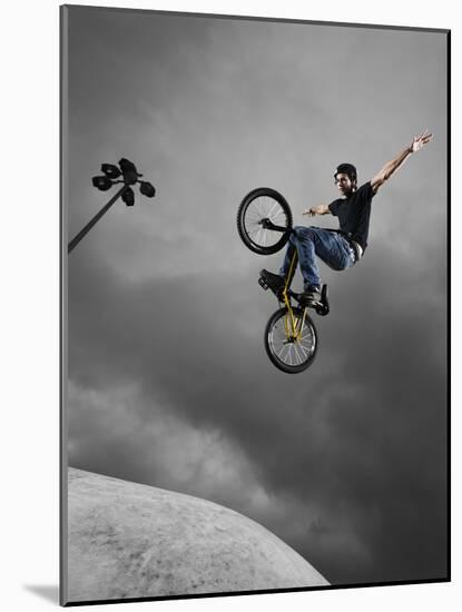 BMX Biker Performing Tricks-null-Mounted Photographic Print