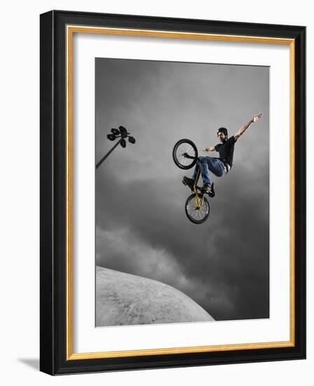 BMX Biker Performing Tricks-null-Framed Photographic Print