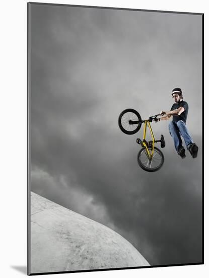 BMX Biker Performing Tricks-null-Mounted Photographic Print