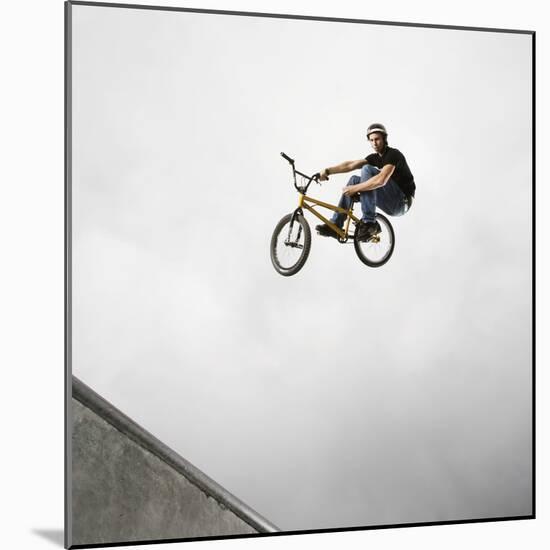 BMX Biker Performing Tricks-null-Mounted Photographic Print