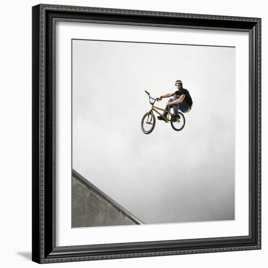 BMX Biker Performing Tricks-null-Framed Photographic Print