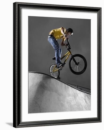 BMX Biker Performing Tricks-null-Framed Photographic Print