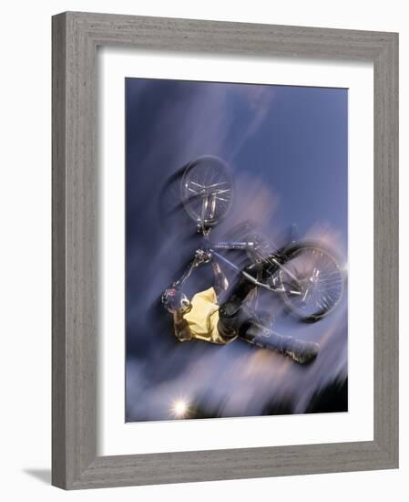 Bmx Cyclist Flying Off the Vert-null-Framed Photographic Print