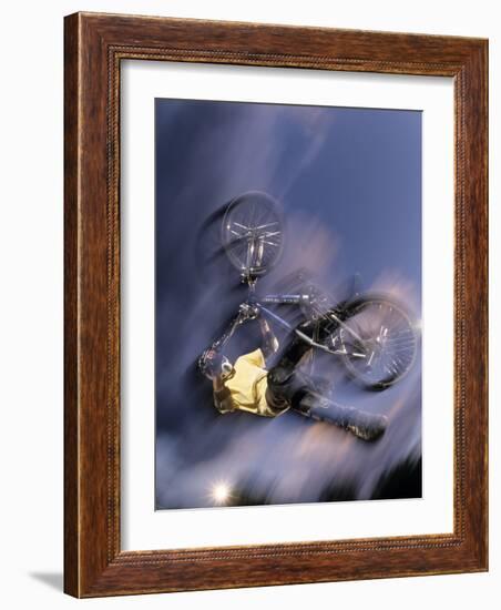 Bmx Cyclist Flying Off the Vert-null-Framed Photographic Print