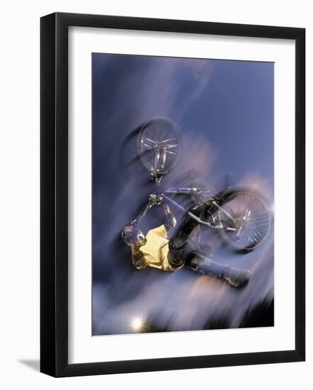 Bmx Cyclist Flying Off the Vert-null-Framed Photographic Print