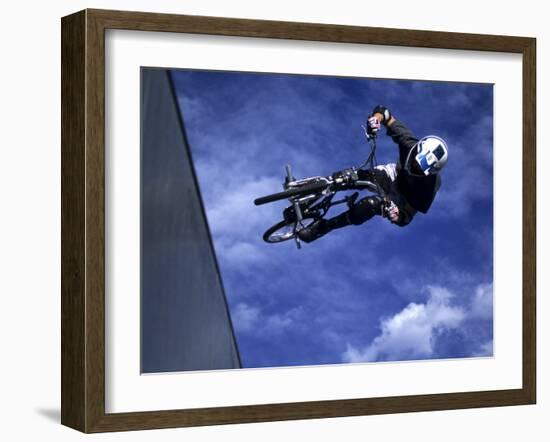 Bmx Cyclist Flying Off the Vert-null-Framed Photographic Print