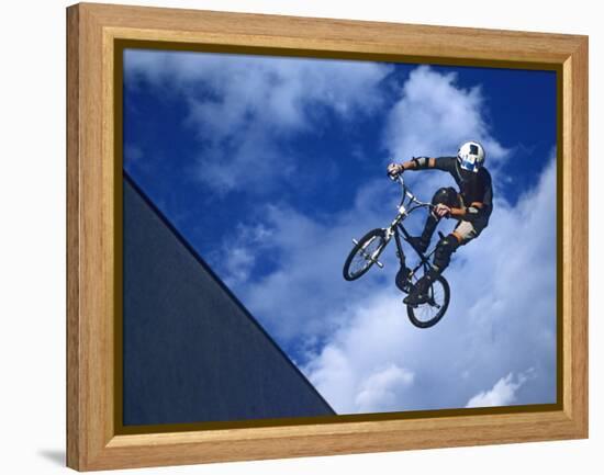 Bmx Cyclist Flys over the Vert-null-Framed Premier Image Canvas