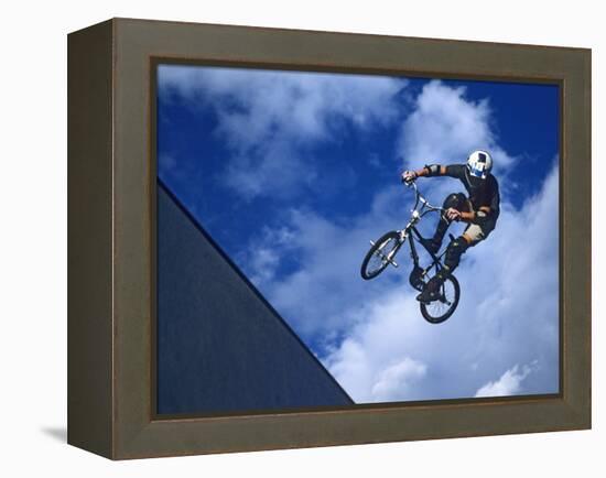 Bmx Cyclist Flys over the Vert-null-Framed Premier Image Canvas