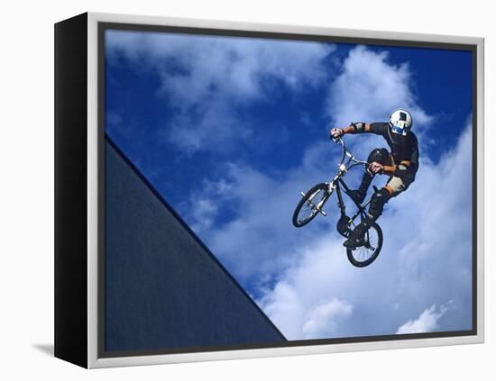 Bmx Cyclist Flys over the Vert-null-Framed Premier Image Canvas