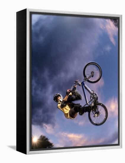 Bmx Cyclist Flys over the Vert-null-Framed Premier Image Canvas