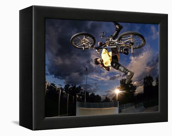 Bmx Cyclist Flys over the Vert-null-Framed Premier Image Canvas