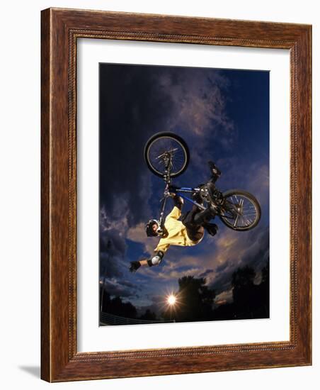 Bmx Cyclist Flys over the Vert-null-Framed Photographic Print