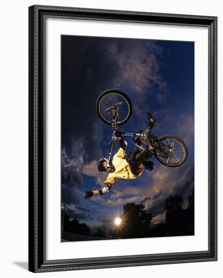 Bmx Cyclist Flys over the Vert-null-Framed Photographic Print