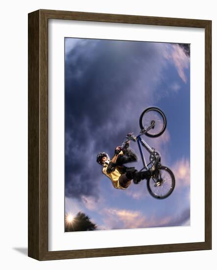 Bmx Cyclist Flys over the Vert-null-Framed Photographic Print