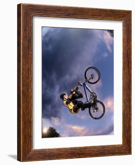 Bmx Cyclist Flys over the Vert-null-Framed Photographic Print