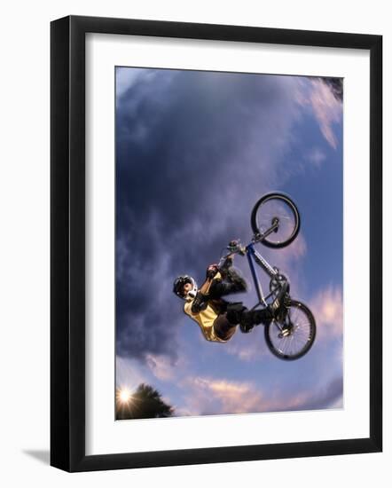 Bmx Cyclist Flys over the Vert-null-Framed Photographic Print