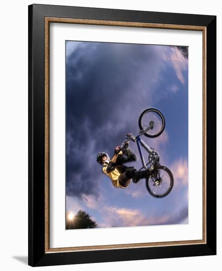 Bmx Cyclist Flys over the Vert-null-Framed Photographic Print