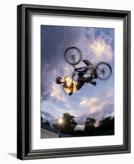 Bmx Cyclist Flys over the Vert-null-Framed Photographic Print