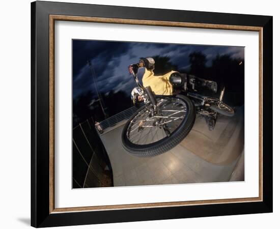 Bmx Cyclist Flys over the Vert-null-Framed Photographic Print