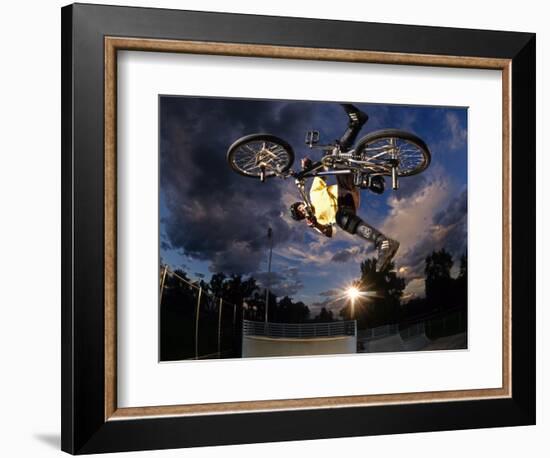 Bmx Cyclist Flys over the Vert-null-Framed Photographic Print