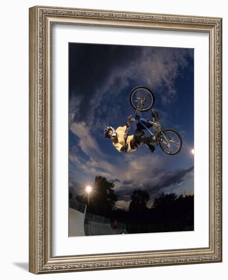 Bmx Cyclist Flys over the Vert-null-Framed Photographic Print