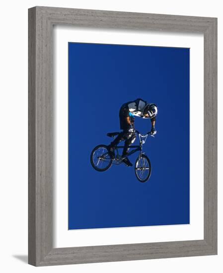 Bmx Cyclist Flys over the Vert-null-Framed Photographic Print