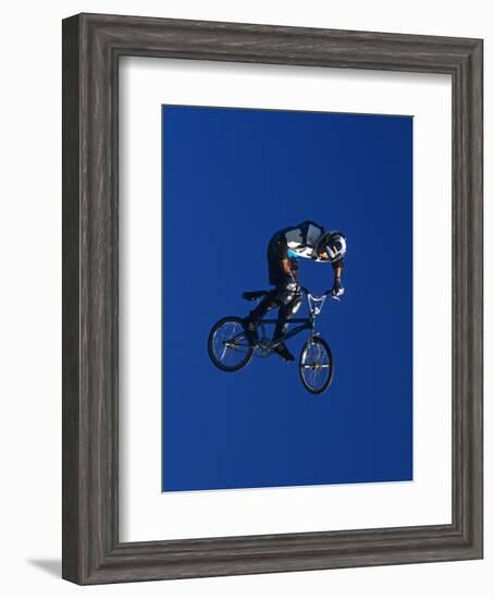 Bmx Cyclist Flys over the Vert-null-Framed Photographic Print