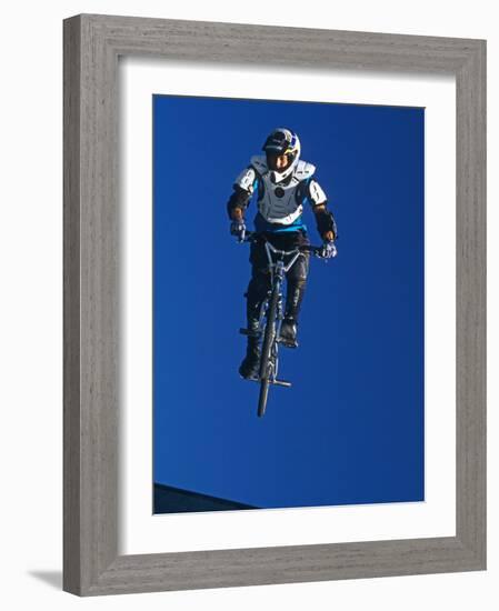 Bmx Cyclist Flys over the Vert-null-Framed Photographic Print