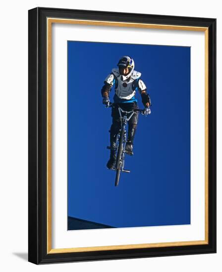 Bmx Cyclist Flys over the Vert-null-Framed Photographic Print