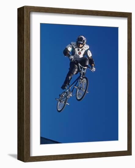 Bmx Cyclist Flys over the Vert-null-Framed Photographic Print