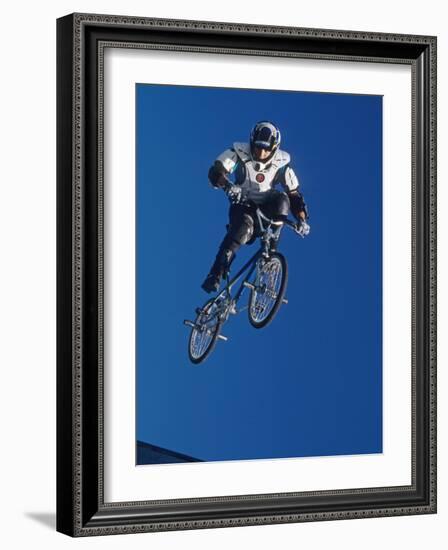 Bmx Cyclist Flys over the Vert-null-Framed Photographic Print