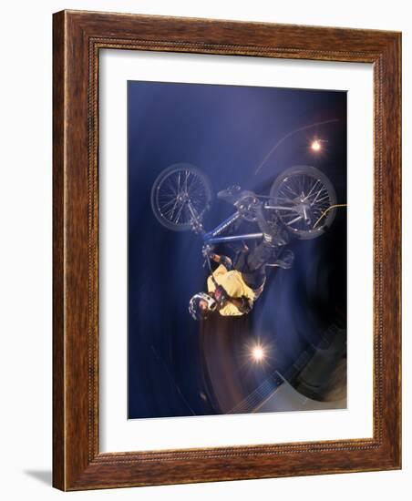 Bmx Cyclist Flys over the Vert-null-Framed Photographic Print