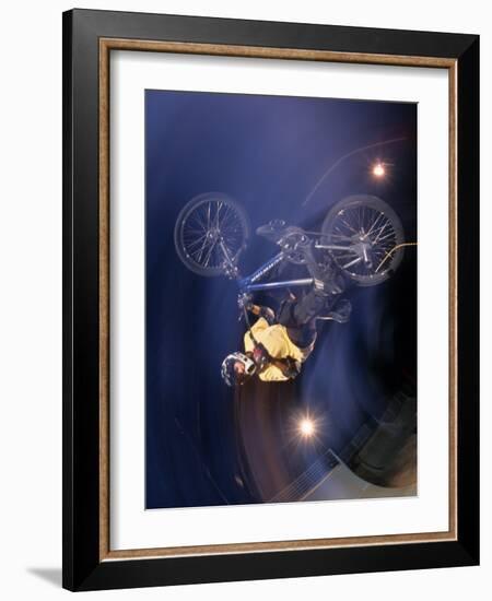 Bmx Cyclist Flys over the Vert-null-Framed Photographic Print