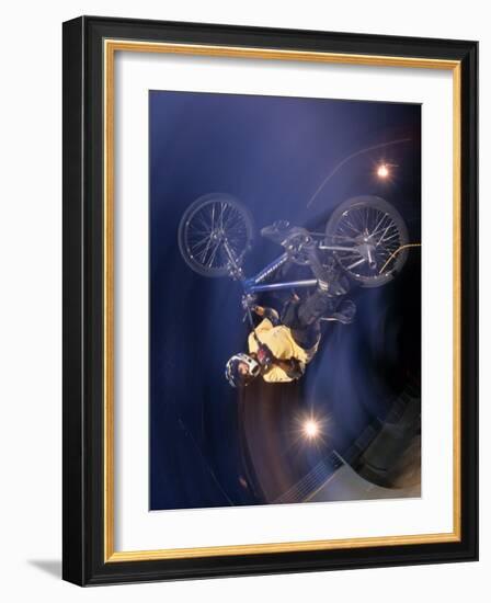 Bmx Cyclist Flys over the Vert-null-Framed Photographic Print