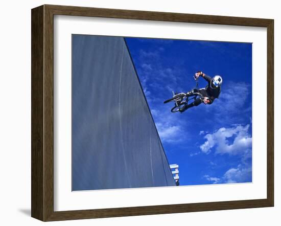 Bmx Cyclist Flys over the Vert-null-Framed Photographic Print