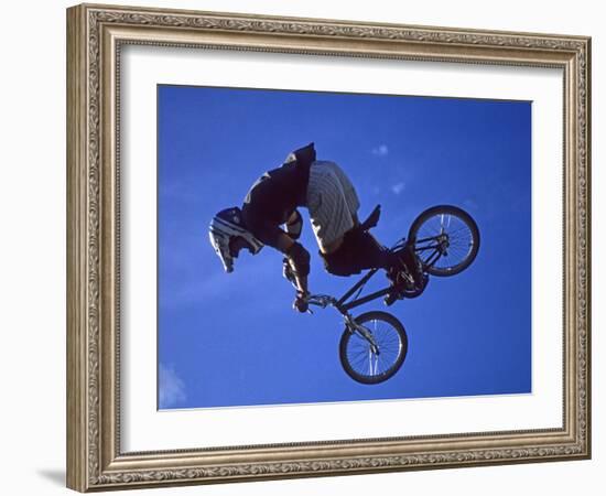 Bmx Cyclist Flys over the Vert-null-Framed Photographic Print