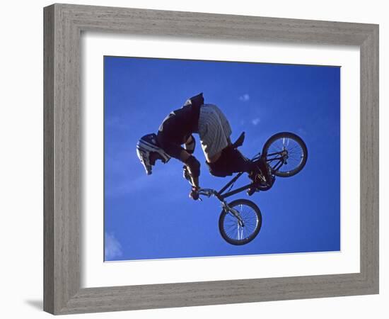 Bmx Cyclist Flys over the Vert-null-Framed Photographic Print