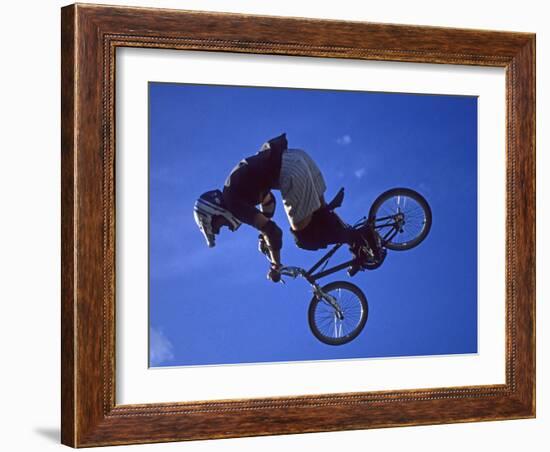 Bmx Cyclist Flys over the Vert-null-Framed Photographic Print