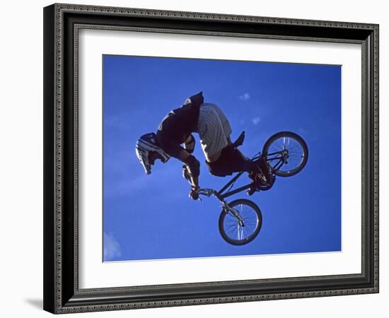 Bmx Cyclist Flys over the Vert-null-Framed Photographic Print